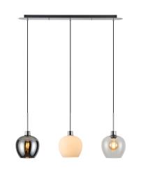 DK1311  Lori Linear Pendant, 3 Light Adjustable E27, Polished Chrome/Chrome/Opal/Clear Wine Shades